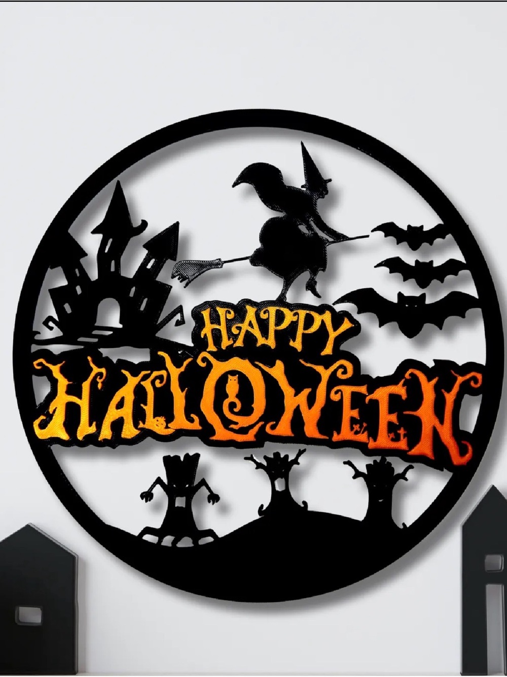 Happy Halloween Orange & Black Wall Decor
